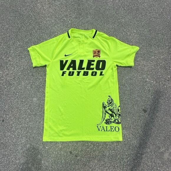 Nike Valeo Futbol FC Soccer Jersey Mens Small Neon Yellow Dri-Fit Graphic Print - Picture 1 of 8